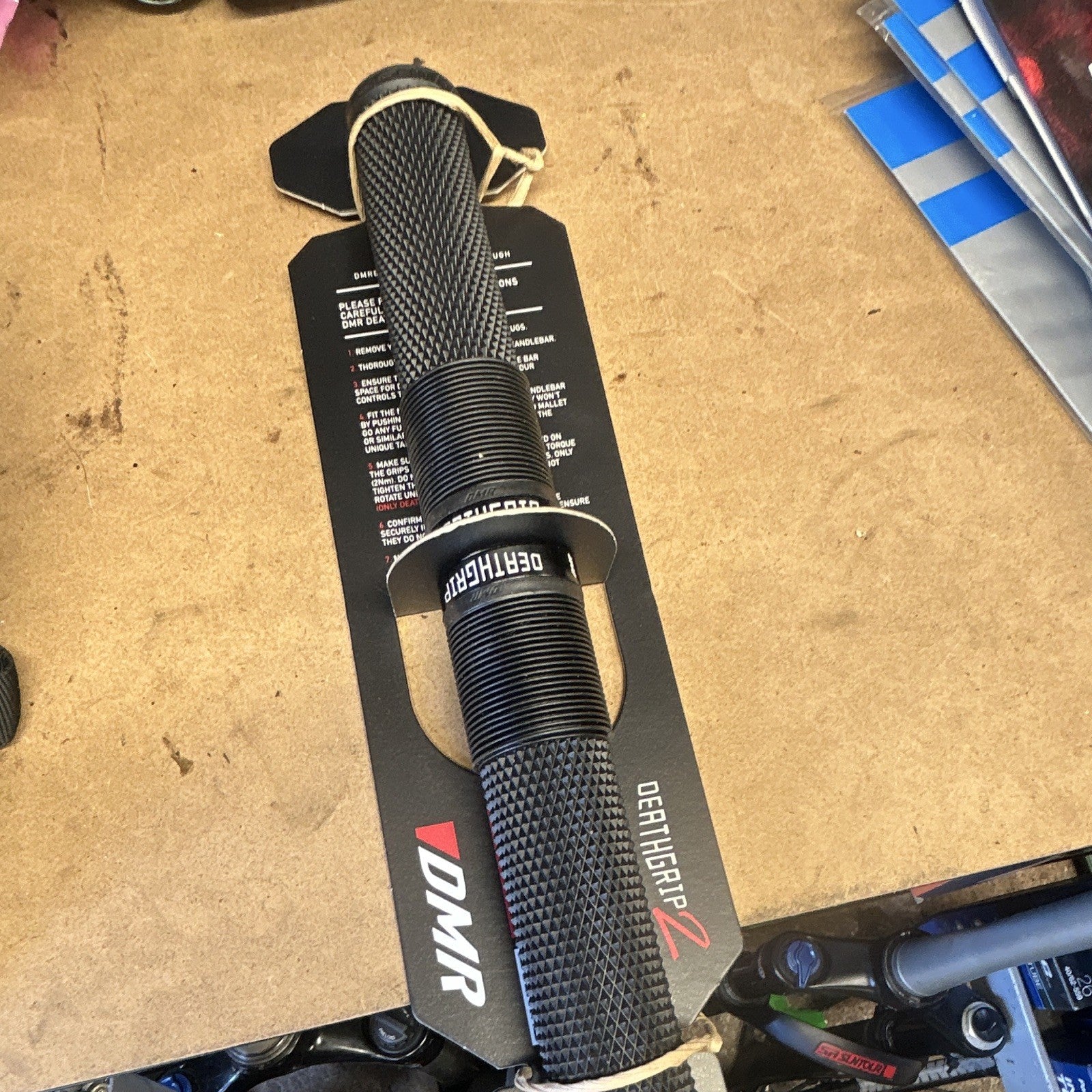 DMR Death Grip 2 MTB Handlebar Grips Black Rubber Slip-On 130mm Pair