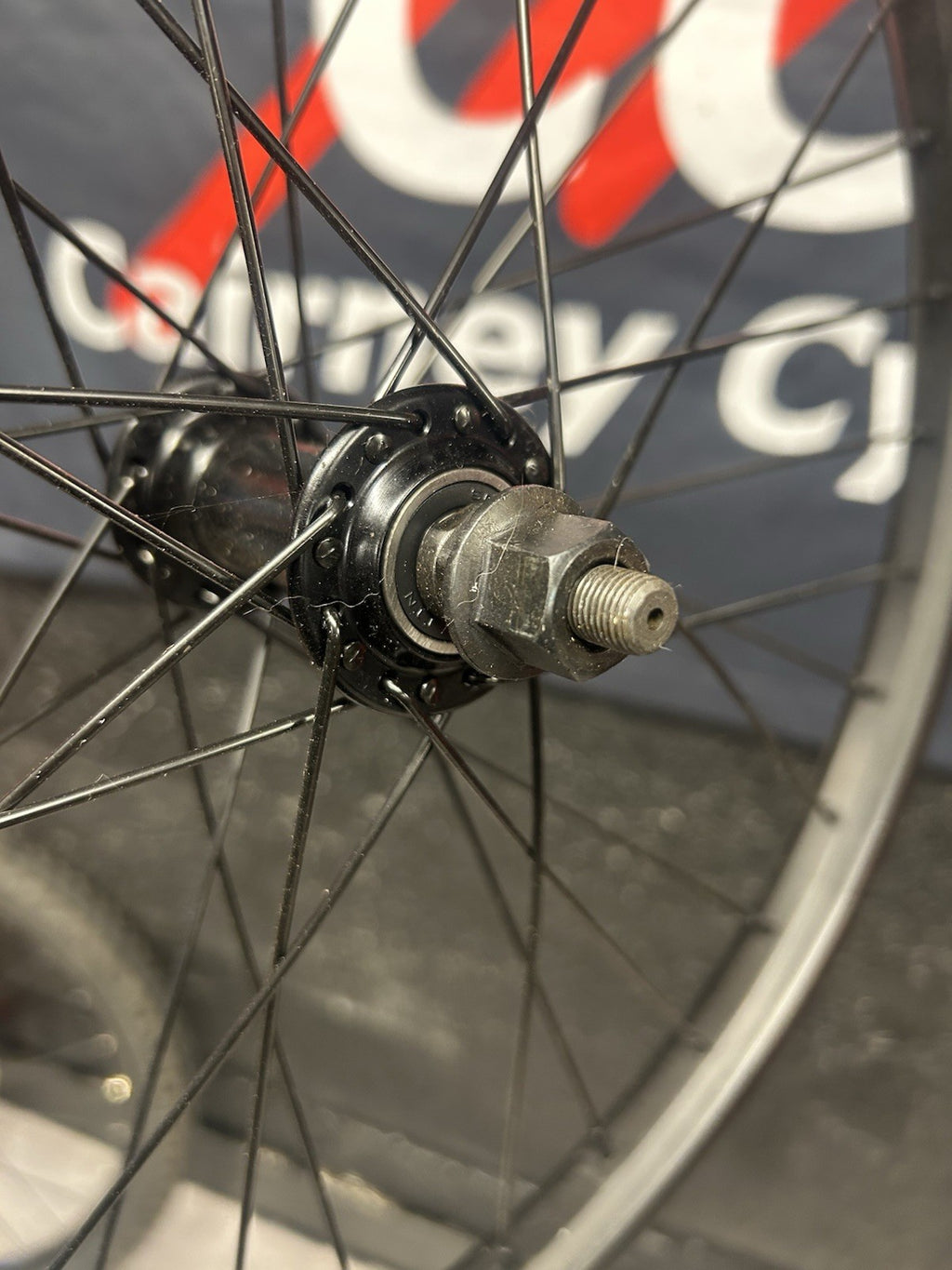 Raleigh Black Front 20x1.75 Inch Bicycle Wheel Rim Nutted Axle