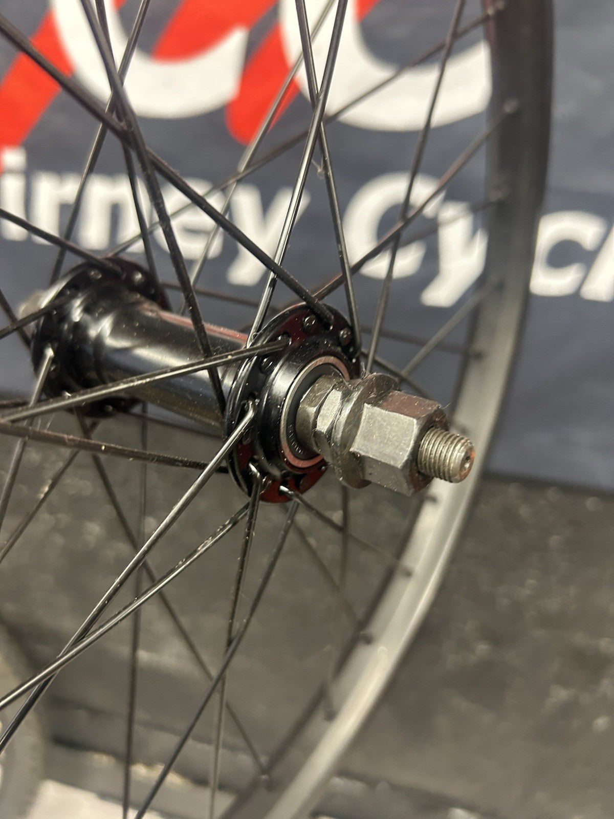 Raleigh Black Front 20x1.75 Inch Bicycle Wheel Rim Nutted Axle