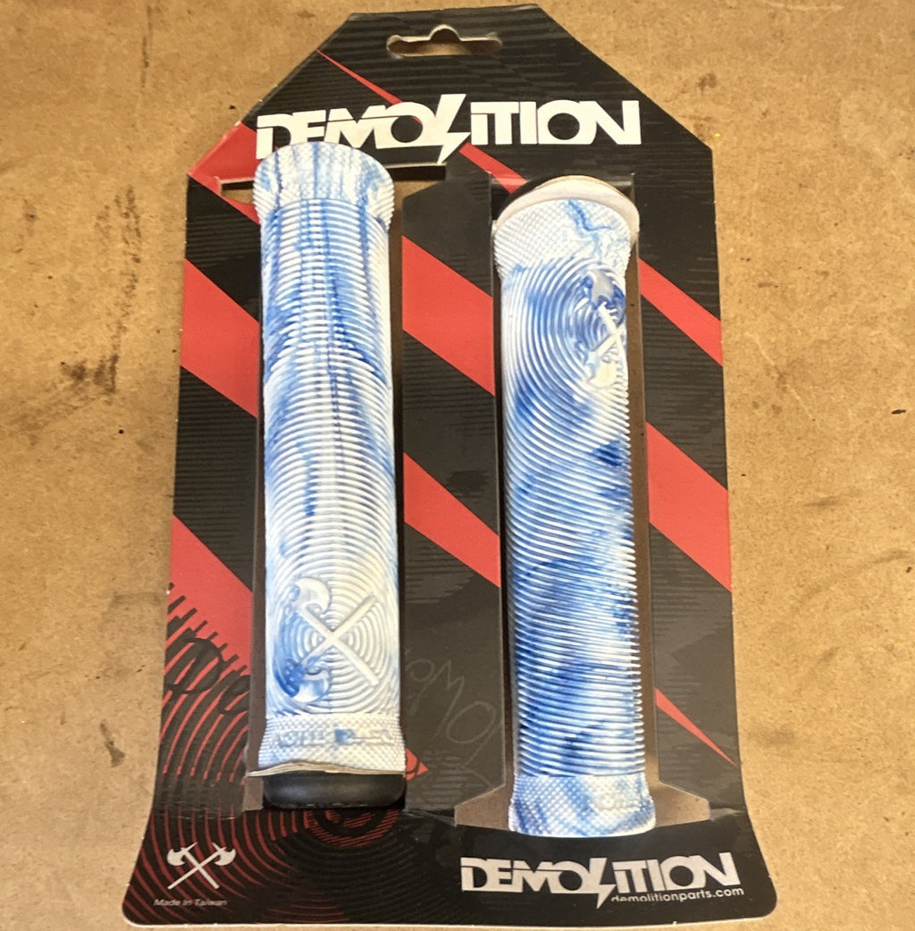 Demolition BMX Bike Handlebar Grips Pair Blue/White Swirl (2 Items)